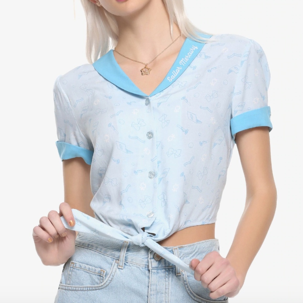 SAILOR MOON SAILOR MERCURY GIRLS CROP SHIRT "NWT"